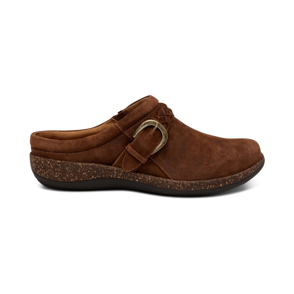 Aetrex Women's Libby Comfort Clogs - Tobacco | USA 1DDKDHZ